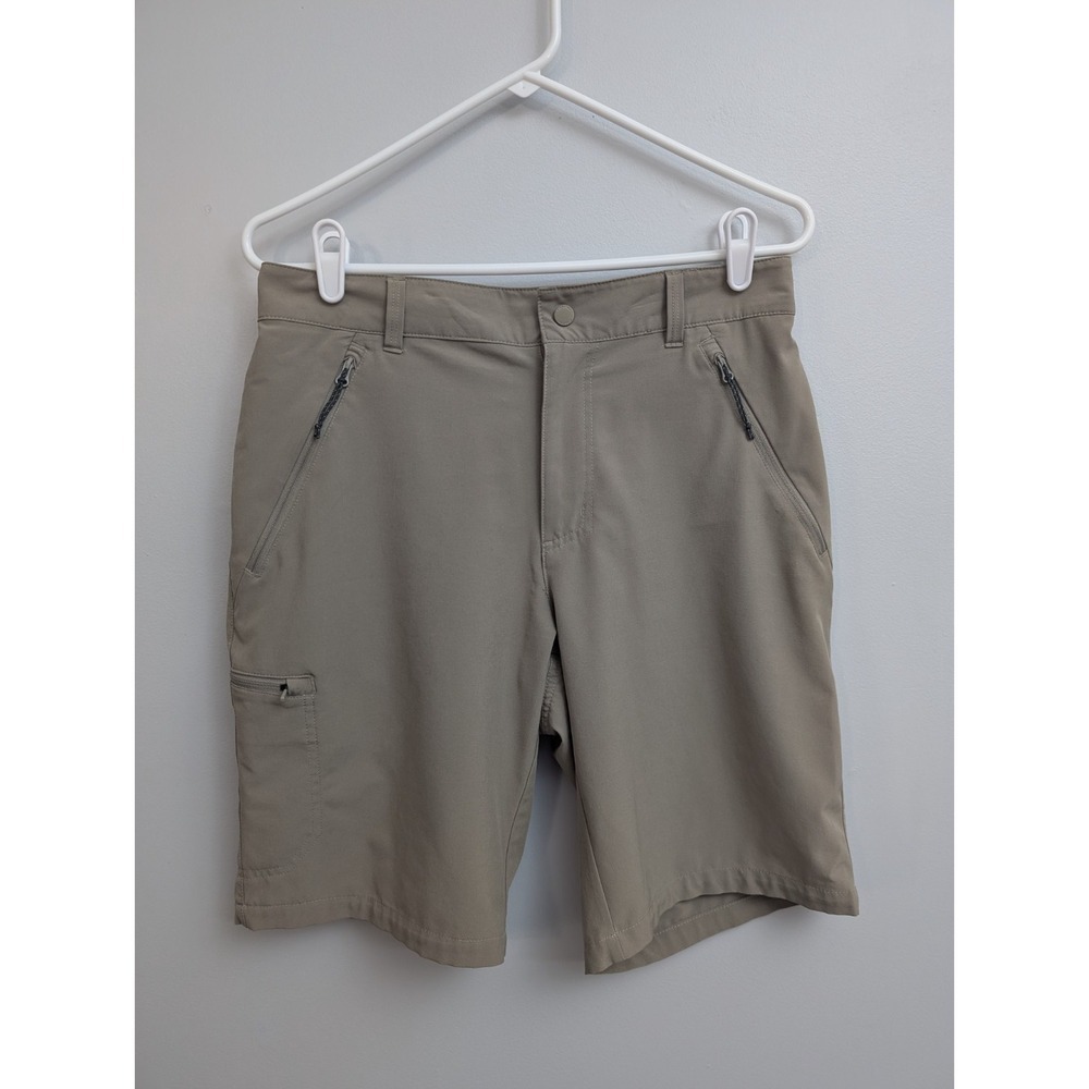 D6 Columbia Mens Polyester Zipper Pockets Shorts Beige Size 32 Khaki